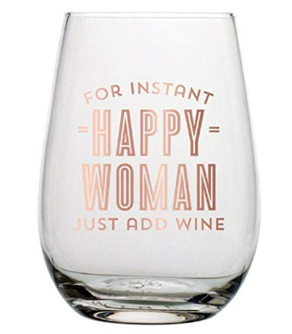 Happy Woman Stemless Wine Glass - One of A Kind Decor