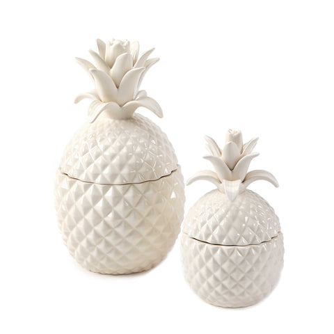 White Pineapple Jars - One of A Kind Decor